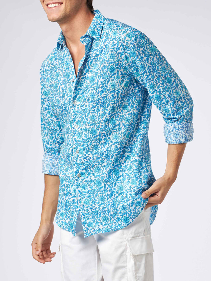 Man muslin cotton Sikelia shirt flower print