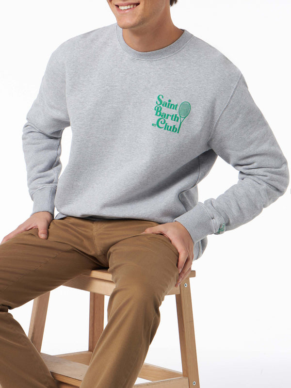 Graues Herren-Sweatshirt mit Rundhalsausschnitt und Saint Barth MC2 Club-Aufdruck