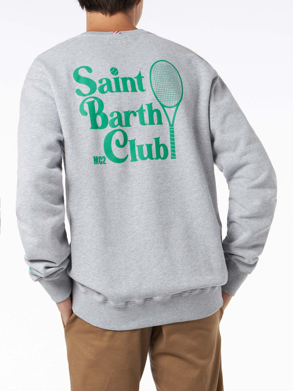 Felpa da uomo grigia girocollo con stampa Saint Barth MC2 Club