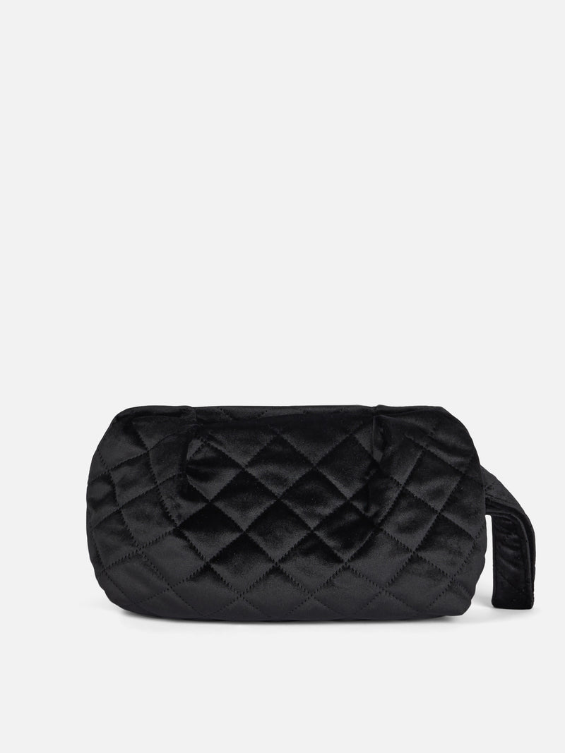 Square quilt black velvet pouch