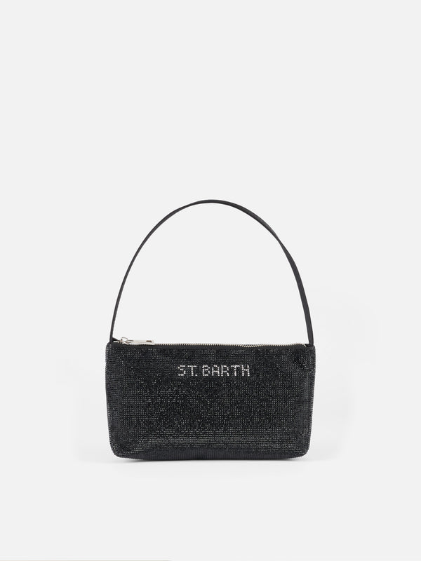 Mini bag with black rhinestones