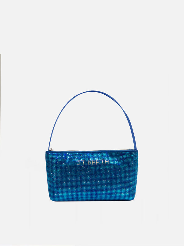 Mini bag with bluette rhinestones