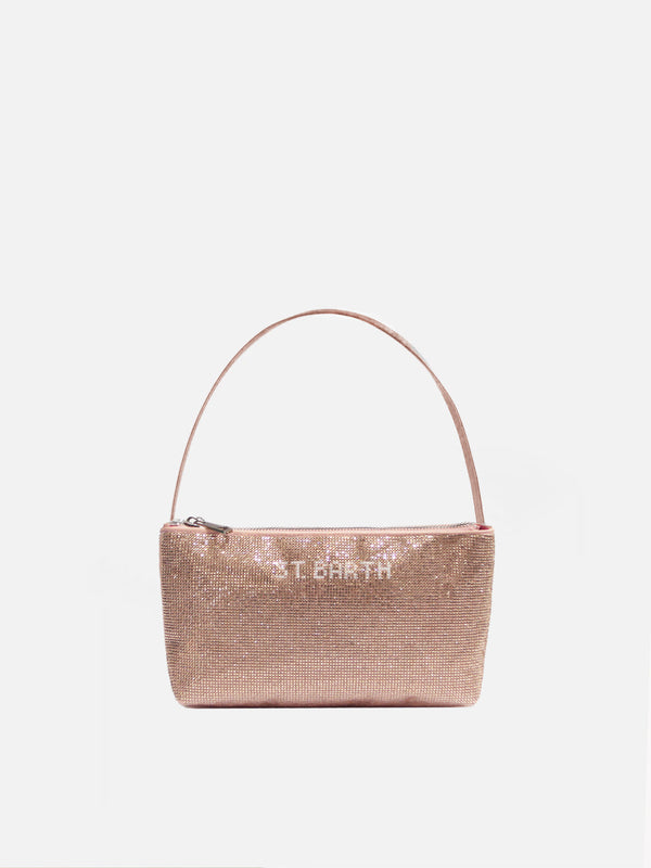 Mini bag with rose gold rhinestones