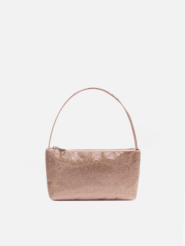 Mini bag with rose gold rhinestones