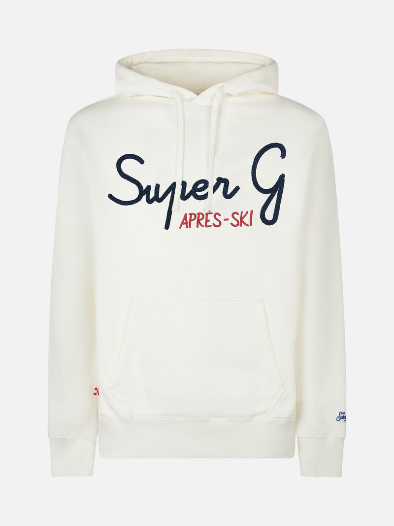Man white hoodie with Super G embroidery | SUPER G SPECIAL EDITION
