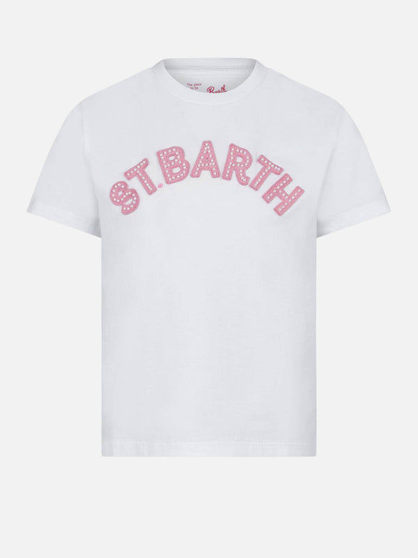 T-shirt da bambina con patch St. Barth