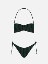 Gestreifter Balconette-Bikini für Damen aus Lurex
