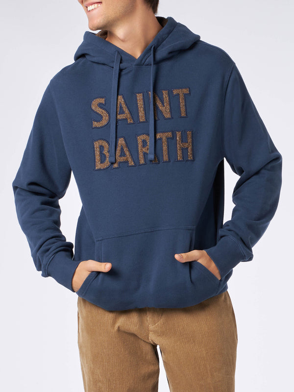 Felpa da uomo blu con patch Saint Barth