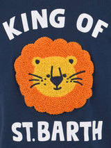 T-shirt da bambino in cotone con patch in spugna King of St. Barth