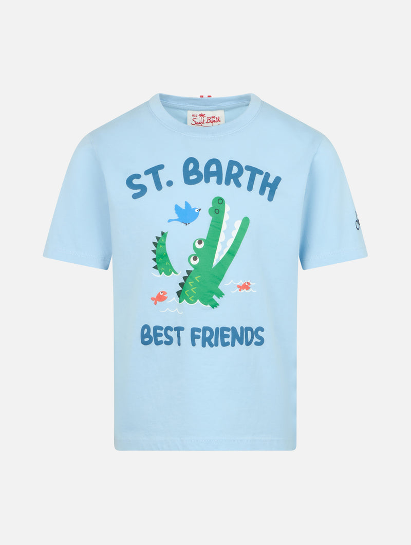 T-shirt da bambino in cotone con stampa coccodrillo St. Barth best friends