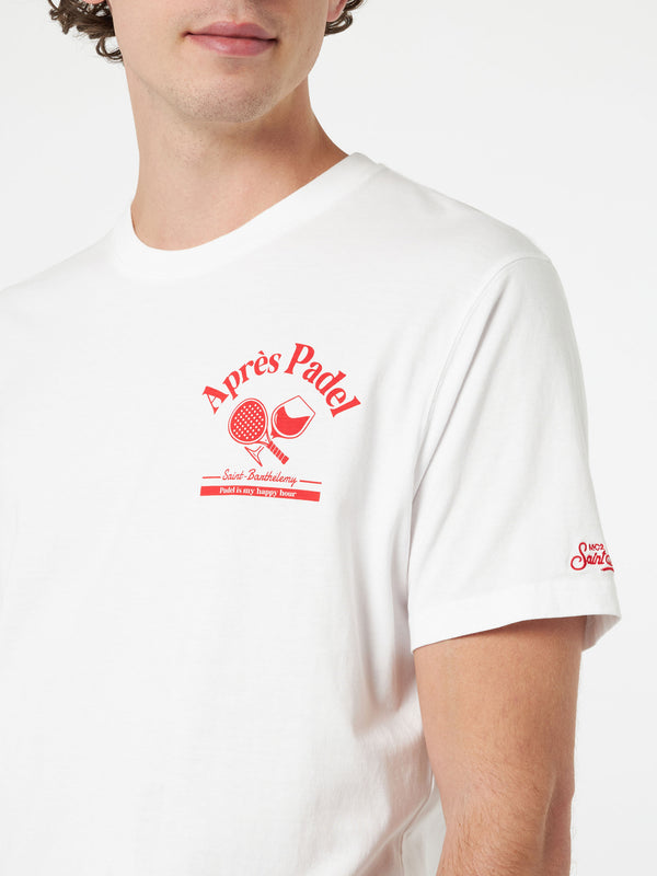 Man cotton t-shirt with Aprés Padel placed print