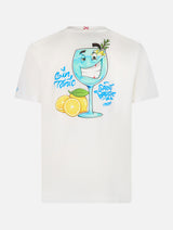 Man cotton t-shirt with Cryptopuppets Gin Tonic front and back placed print | CRYPTOPUPPETS SPECIAL EDITION