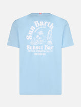 Man cotton t-shirt with Sun Barth Sunset Bar placed print
