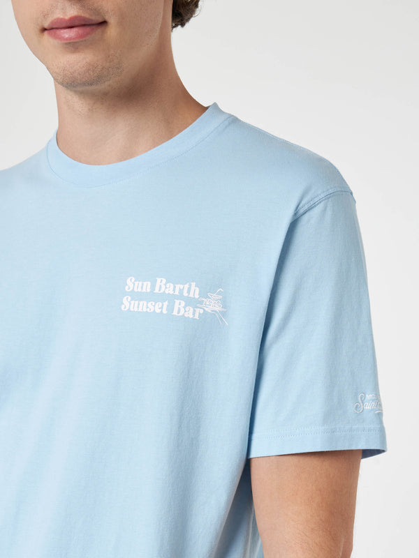 T-shirt da uomo in cotone con stampa piazzata Sun Barth Sunset Bar