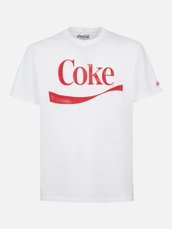 T-shirt da uomo in cotone con stampa piazzata logo Coca-Cola | EDIZIONE SPECIALE THE COCA COLA COMPANY