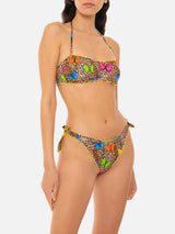 Bandeau-Bikini für Damen mit Schmetterlingsprint