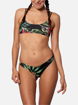 Woman bralette bikini with tropical print
