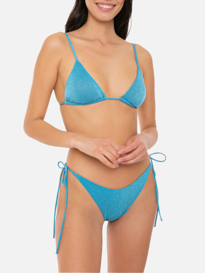 Light blue lurex triangle bikini