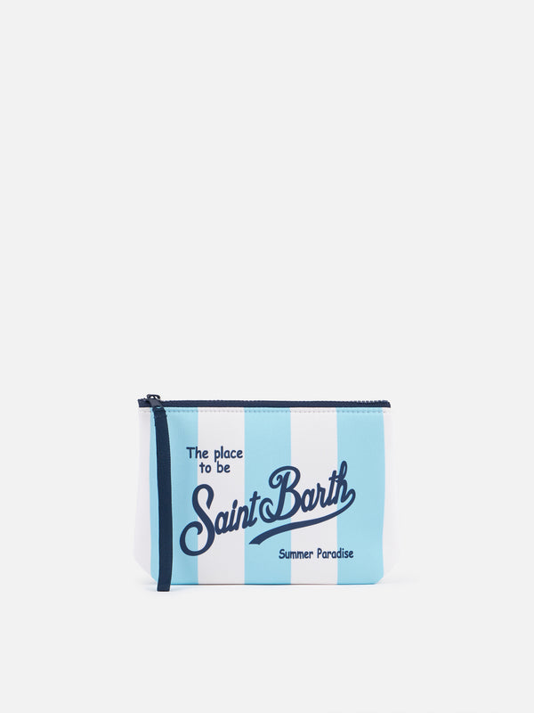 Light blue striped scuba pochette Aline