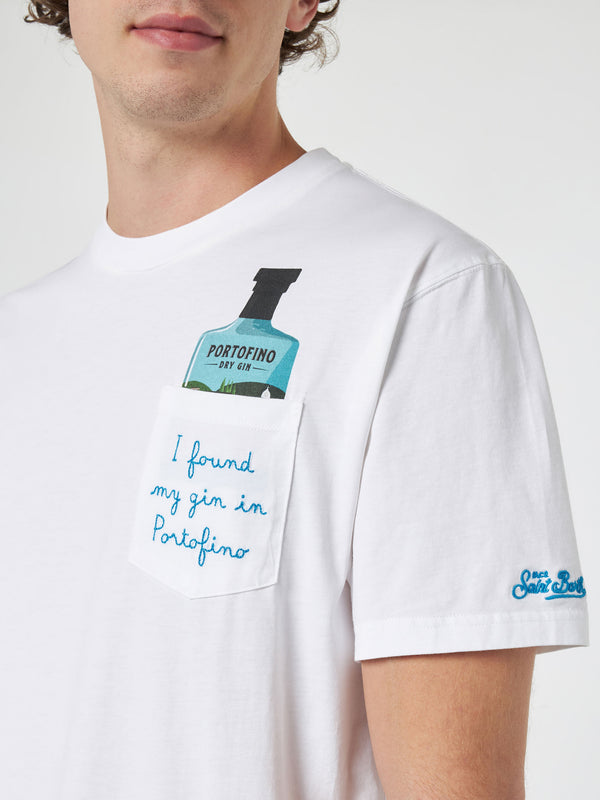 T-shirt da uomo in cotone Austin con ricamo Portofino Gin | PORTOFINO DRY GIN EDIZIONE SPECIALE