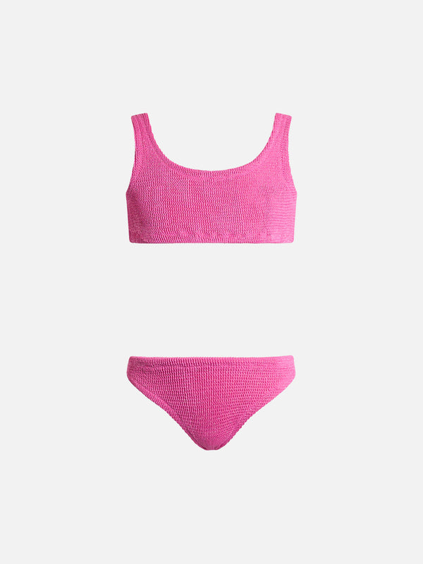 Girl pink lurex classic crinkle bikini Baker