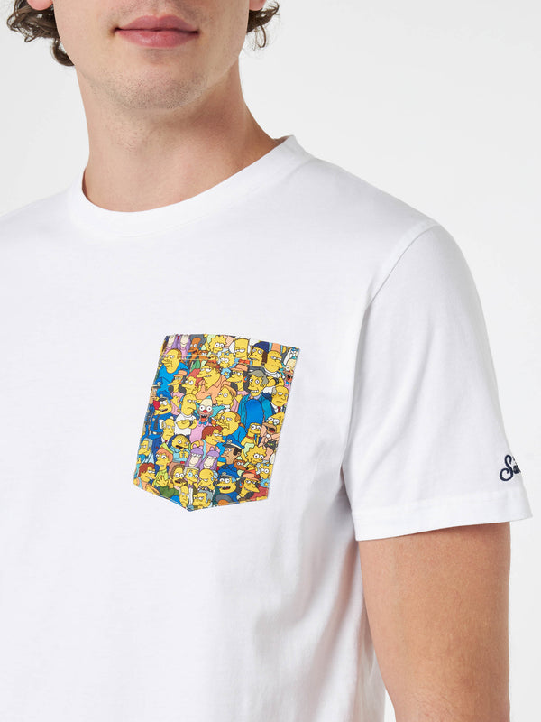Herren-Baumwoll-T-Shirt Blanche mit aufgedruckter Simpsons-Tasche | DIE SIMPSONS-SONDERAUSGABE