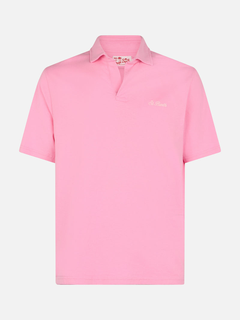Polo da uomo in jersey di cotone rosa Brighton