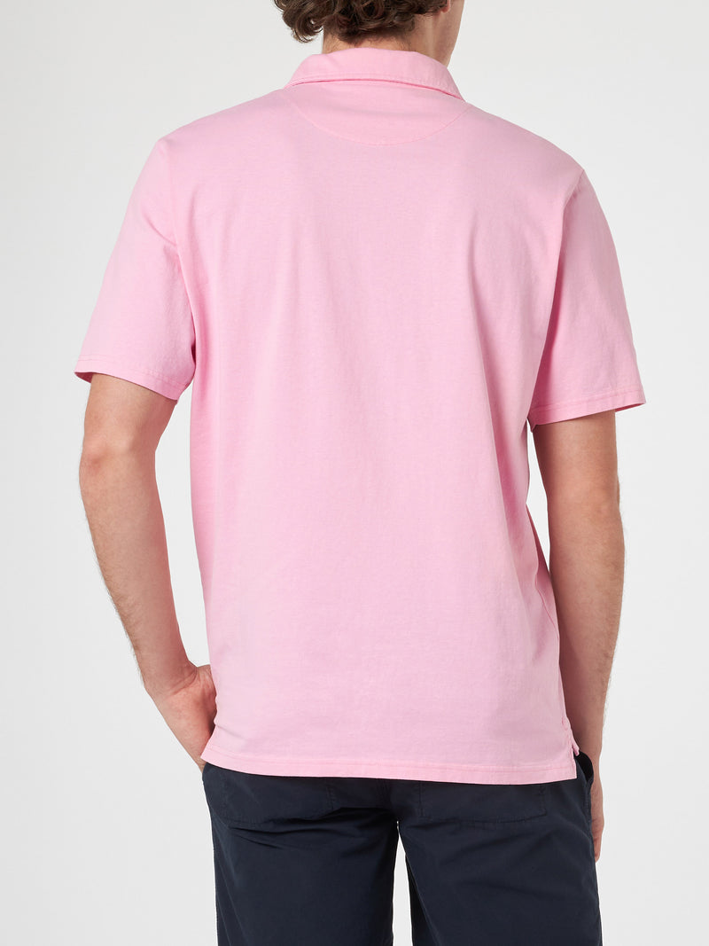 Polo da uomo in jersey di cotone rosa Brighton