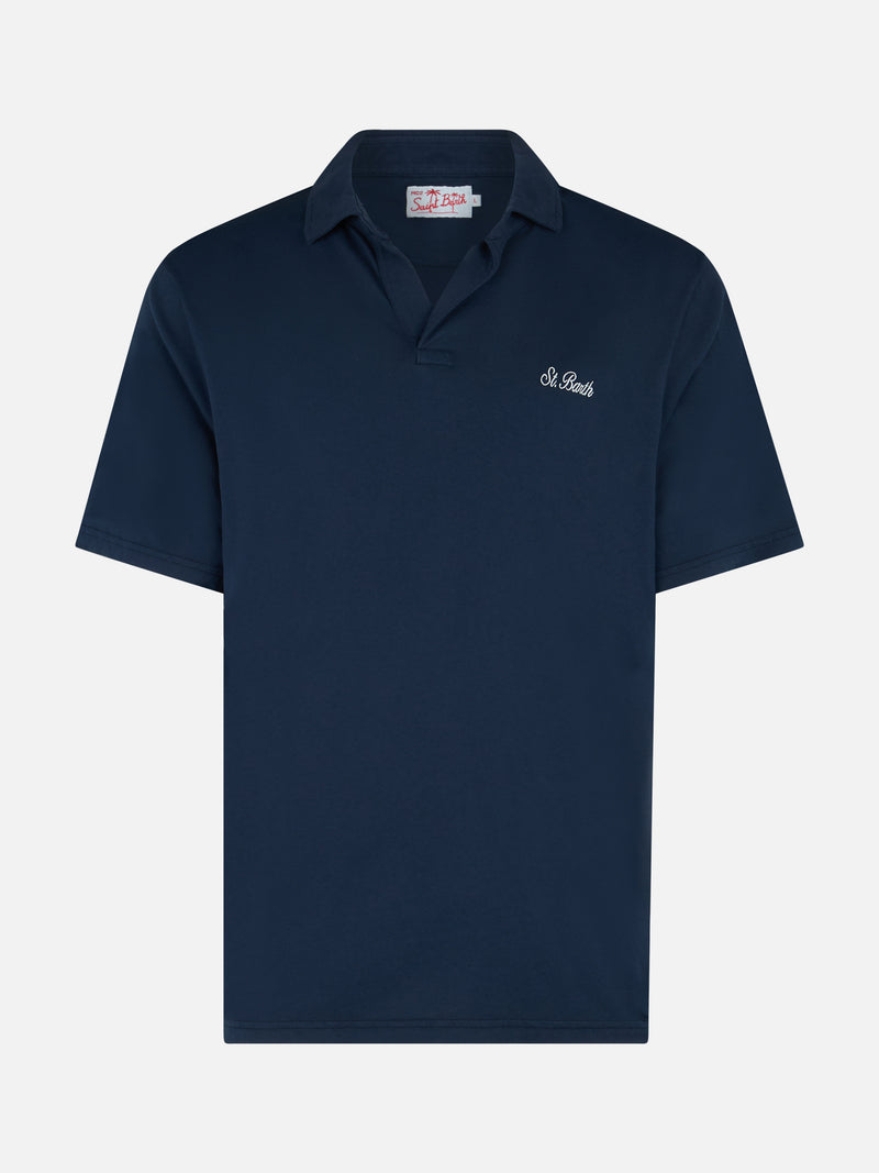 Herren-Poloshirt Brighton aus blauem Baumwolljersey