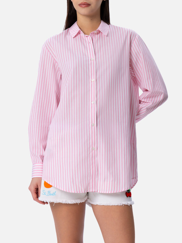 Woman print cotton shirt Brigitte with striped print