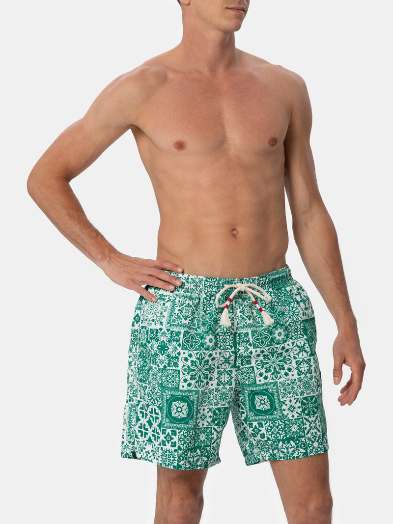 Man mid-length majolica swim-shorts Caprese