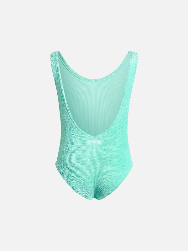 Salbeigrüner Crinkle-Einteiler-Badeanzug für Mädchen von Cara