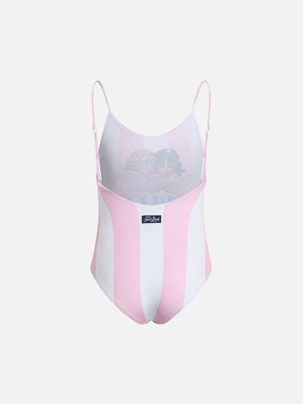 Girl one-piece swimsuit Cecille Jr with Fiorucci angels placed print | FIORUCCI SPECIAL EDITION