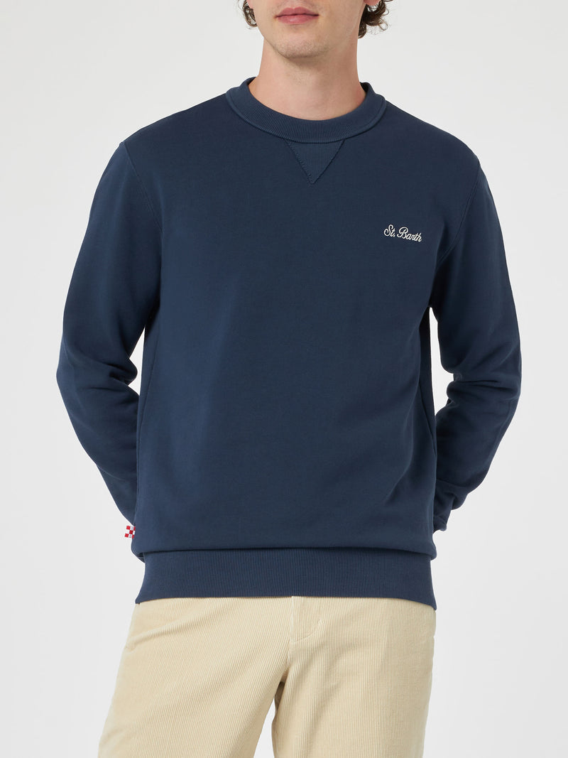 Man crewneck cotton fleece sweatshirt Cooper with embroidery