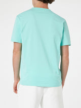 Man sage green cotton jersey t-shirt Dover with St. Barth embroidery
