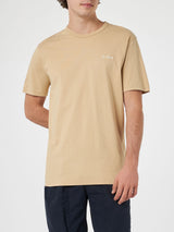 Man beige cotton jersey t-shirt Dover with St. Barth embroidery