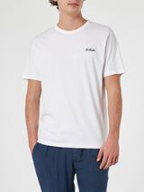 Man white cotton jersey t-shirt Dover with St. Barth embroidery