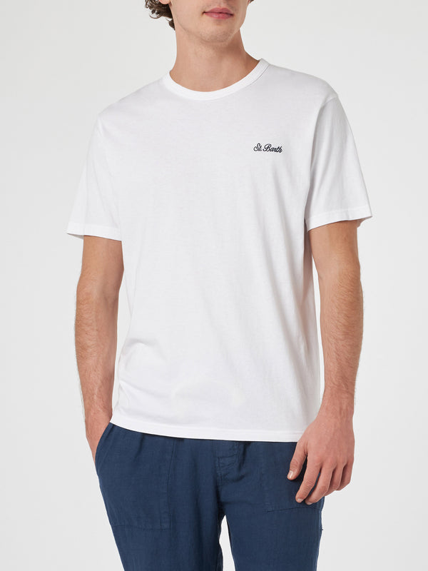 Man white cotton jersey t-shirt Dover with St. Barth embroidery