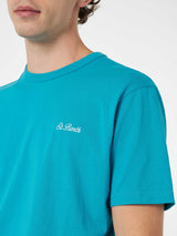 Man teal cotton jersey t-shirt Dover with St. Barth embroidery