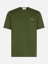Man military green cotton jersey t-shirt Dover with St. Barth embroidery