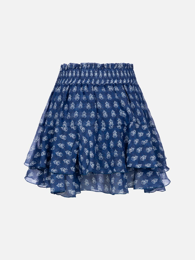 Woman silk voile ruffled mini skirt Eivissa