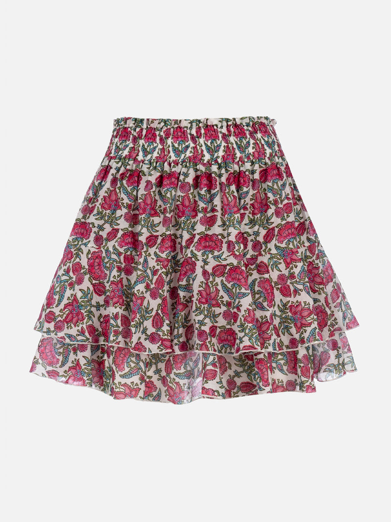 Woman silk voile ruffled mini skirt Eivissa