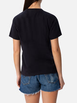 T-shirt da donna girocollo Emilie in jersey di cotone con ricamo Faccio Drammi Non Programmi
