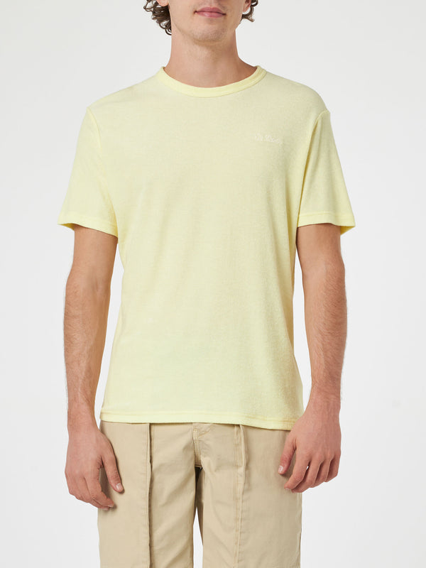T-shirt da uomo gialla in spugna Gary con ricamo St. Barth