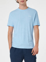 Man light blue terry t-shirt Gary with St. Barth embroidery