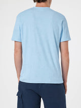 Hellblaues Frottee-T-Shirt Gary für Herren mit St. Barth-Stickerei