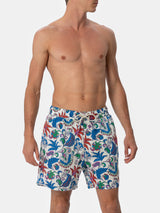Costume da bagno uomo lunghezza media Gustavia in lino con stampa fiori