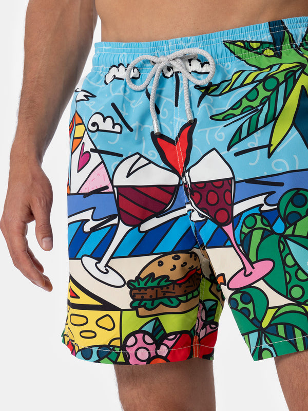 Costume da bagno uomo lunghezza media Gustavia con stampa piazzata disegno Britto| EDIZIONE SPECIALE BRITTO