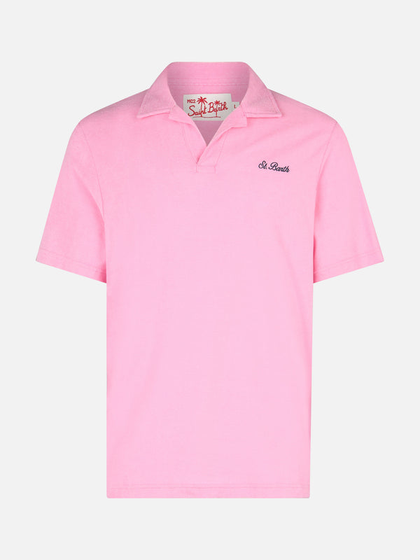 Man pink terry polo shirt Jeremy