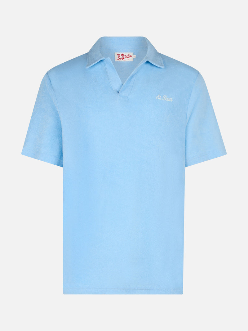 Man light blue terry polo shirt Jeremy